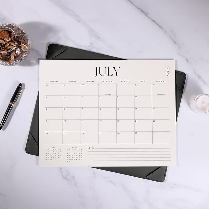 Simplified Desk Calendar 2026-2027 with Desktop Mat, Desk Pad Calendar from January 2026 to June 2027, 14 x 11 Inch, Desk Blotter Calendar for Home Office and School, Easy Planning, Black