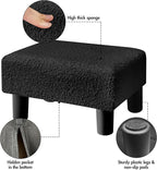 BRIAN & DANY Small Foot Stool Ottoman, Footstool with Legs, Teddy Velvet Foot Rest for Living Room, Bedroom and Office, Black