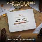 Wordsworth & Black Fountain Pen Gift Set, Includes Ink Bottle, 6 Ink Cartridges, Ink Refill Converter, 4 Replacement Nibs, Luxury Bamboo, Journaling, Calligraphy, Smooth Writing Pens [Cherry Wood]