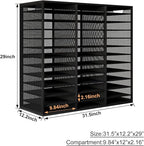 PAG-Mass Mail Sorter Adjustable Countertop Mail Holder, Heavy Duty Literature Organizer, Student Mailbox for Classroom, Desktop Bill Paper Organizer for Office Home School, 36 Compartments, Black