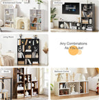 VECELO Wide Bookshelf Set, Fits 9.3" × 10-12.8" Hardcovers, Cube Storage Bookcases, Free-Standing for Living Room, Bedroom, Home Office, 2/3-Tier, 2-Pack, Gray