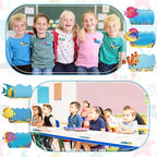 Henoyso 108 Pcs Ocean Themed Desk Name Tags for Classroom Under The Sea Classroom Decor Locker Name Tags for Kindergarten, Preschool, 1st, 2nd & 3rd Grade Teacher Nameplates for Student