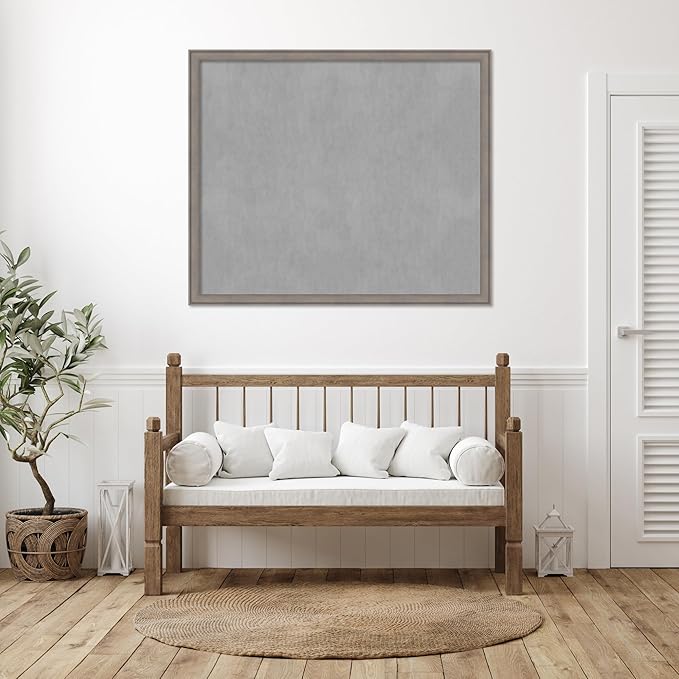 Amanti Art Grey Framed Magnetic Board 43x51 Oversize Vision Board for use with Magnets, 100% Metal Sheet to Display Items as Office Decor or for Home Organization in mudroom, Kitchen or Kids Room