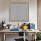 Amanti Art Silver Framed Magnetic Board 24x24 Medium Vision Board for use with Magnets, 100% Metal Sheet to Display Items as Office Decor or for Home Organization in mudroom, Kitchen or Kids Room