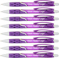SyPen Personalized Ballpoint Pens With your Custom Logo or Text-300 Pack Bulk-for Businesses, Parties, and Events, Custom Printed, Vivid Colored Translucent Barrel, Click Pens, Black Ink, Purple Pens