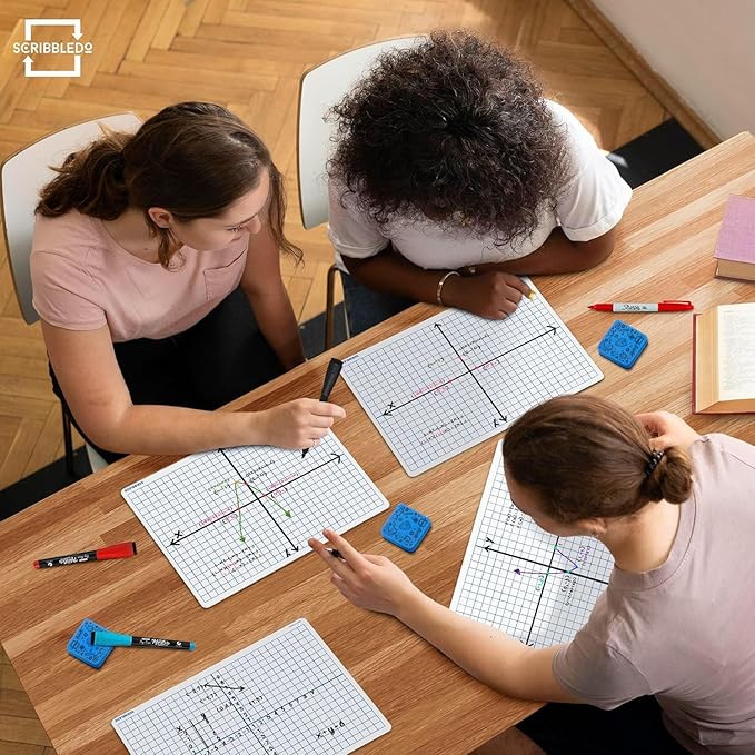 Dry Erase XY Axis Graph Lap Boards 9”X12” for Student and Classroom Use, Math whiteboards (Double Sided White Boards) Erasers Included (12 Pack Graph)