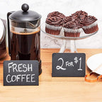 Juvale Metal Tabletop Chalkboard Signs - Galvanized Iron Metal Chalk Signs - Buffet Chalk Board Table Tent & Menu Stand - Counter Displays & Display Stand - 3"x 4.2", Black, Pack of 8