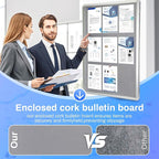 Magula 36"x24" Enclosed Bulletin Board Tamper-Proof Dispaly Case, Aluminium Frame, Shatter Resistant Lockable Bulletin Board, Lockable Noticeboard