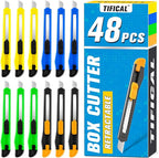 TIFICAL 48 Pack 9mm Box Cutter Retractable Utility Knife, Razor Knife for Cartons, Box Opener, Disposable Exacto Knife for Home, School use