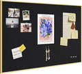 Lightomorrow Bulletin Board 30 x 20 inches, Black Pin Board, Golden Aluminum Framed Fabric Cork Board with 10 Push Pins