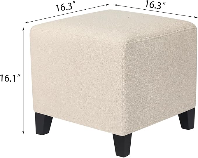 Edeco Ottoman with Square Cube Design, 16 Inch Footstools and Ottomans Small, Large Load Capacity, Square Foot Rest Ottoman for Living Room