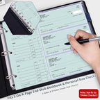 Antner 3 Ring Personal Check Binder for 3-on-a-Page End-Stub Deskbook & Personal 3 Holes or 9 Holes Small Size Checks, PU Leather Check Holder Checkbook Binder Cover with Zipper Pouch, Navy Blue