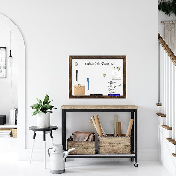 Loddie Doddie Magnetic Dry Erase Board - 18 x 24 in, Rustic Frame - Easy-Clean Surface & Whiteboard for Wall - Magnet Board - Vertical & Horizontal Mounting Hanging Whiteboard