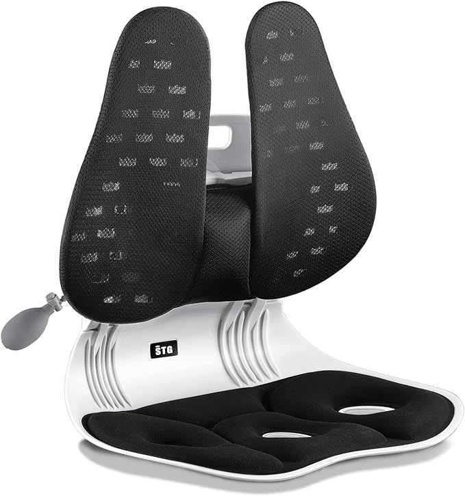 ZZWS Ergonomic Back Support for Office Chair, Foldable Lumbar Support Posture Corrector for Women, for Good Posture Correction, Lumbar Suppor for Floor Seat, Perfect for Home, Work, Office