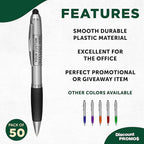 DISCOUNT PROMOS Custom Stylus Ballpoint Pens Set of 50, Personalized Bulk Pack - Black Ink, Great for Office, School, Business, Tradeshows, Events - Black