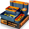 FLYVOLE Tool Box Organizer Tray, Toolbox Desk Drawer Organizer, Tool Box Tray, Toolbox Organization Storage for Rolling Tool Chest (60PCS (Blue+Orange))