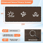 iCover 4x25ft Privacy Screen Fence, Outdoor Fencing Panels, Garden Windscreen Mesh Shade Sail Net Barrier, Include Reinforced Bindings and Brass Grommets Cable Zip Ties,Brown