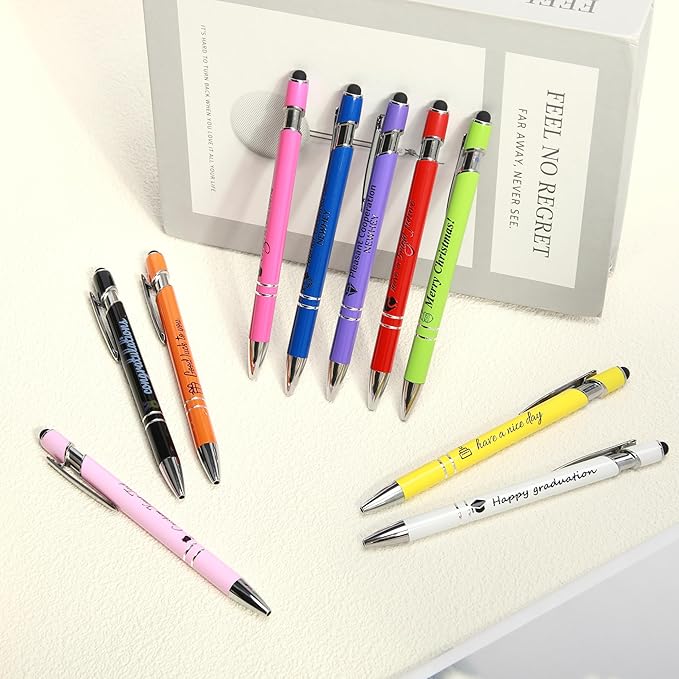 ENOMY Personalized Pens Bulk Free Engraved with Logo/Name/Message Black Ink Custom Pens Customized Stylus Ballpoint Pens Ideal Gifts for Business Anniversary (80)