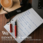 Wordsworth & Black Fountain Pen Set, 18K Gilded Medium Nib, Includes 24 Pack Ink Cartridges, Ink Refill Converter & Gift Pouch, Gold Finish, Calligraphy, [Crimson Red], Perfect for Men & Women