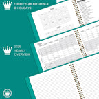 2026 Monthly Planner - Jan 2026 - Dec 2026, 12 Months Calendar/Planner with Faux Leather, 8.86" x 11.4", 15 Notes Pages, Strong Twin - Wire Binding, Pocket, Monthly Tabs, Perfect Organizer- Green