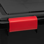 IRIS USA WeatherPro 19 Qt Storage Bins with Lids, 6 Pack, BPA-Free Plastic Gasket Box with Tight Latch and Seal, Stackable Nestable Tote Tub - Black/Red