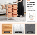 GLACER 10 Drawer Rolling Cart, Storage Cart with Lockable Whieels & Metal Frame, Trolley for Art Craft Oganizer, Mobile Utility Cart for Office, School, Classroom, Kitchen (Peach Fuzz)