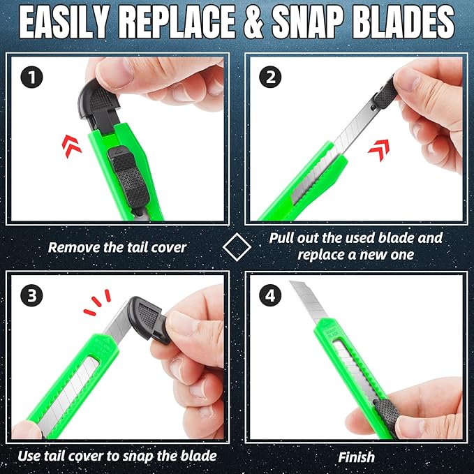 TIFICAL 30 Pack Box Cutter Retractable, Snap-Off 9MM Utility Knife, Auto-Lock Razor Knife for Home, School, Hobby Use, Compact Box Opener Exacto Knife for Cutting Boxes, Carton, Cardboard, Vinyl, Rope