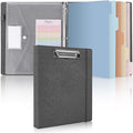 SKYDUE Clipboard Binder with Dividers,1 Inch 3 Ring Binder with Clipboard on Front for Organizer, Clipboard Folder with Pocket, Labels Office Supplies Gray