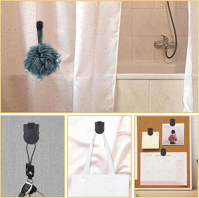 EupHHonycs 12 Pcs Cubicle Clips for Fabric Walls, Cubicle Hooks Plastic Stainless Steel Fabric Panel Wall Clips for Picture Note Photo Frame Data Cables Black