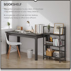 4NM No Assembly Folding Bookshelf Storage Shelves 3 Tiers Vintage Bookcase Standing Racks Study Organizer Home Office (All Black)