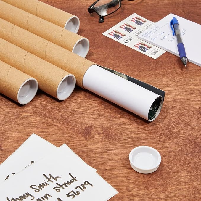 Stockroom Plus Mailing Tubes - Secure Poster Storage - Art & Blueprint Tube Organizer - Versatile Document Organizer - 1.5 x 12 in, Pack of 12, Brown