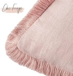 Foindtower Set of 2 Decorative Linen Fringe Throw Pillow Covers Boho Farmhouse Cushion Cover with Tassels Soft Accent Pillowcase for Couch Chair Sofa Bed Living Room Home Decor,18×18 Inch,Light Pink