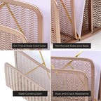 BLU MONACO Rose Gold Metal Mesh Letter Sorter | 3-Slot Vertical Mail Organizer for Desk, Office and Home | Compact Mail Holder for Envelopes, Documents and Files | Modern Desktop Organizer