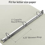 SKYDUE Clipboard Binder with Dividers,1 Inch 3 Ring Binder with Clipboard on Front for Organizer, Clipboard Folder with Pocket, Labels Office Supplies Beige