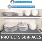 Drymate Premium Luxury Shelf & Drawer Liner, Thick Cushioned Fabric, Non-Adhesive, Absorbent, Waterproof, Slip-Resistant, Liners for Kitchen Cabinets, Cupboards(USA Made)(12”x59”)(24-Pack)(Light Grey)