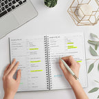 Daily Planner Undated, Asten To Do List Notebook Hourly Schedules Spiral Appointment Planner for Men and Women,PVC Hardcover,Elastic Closure, Inner Pocket 8.3" x 5.8" (Gray)