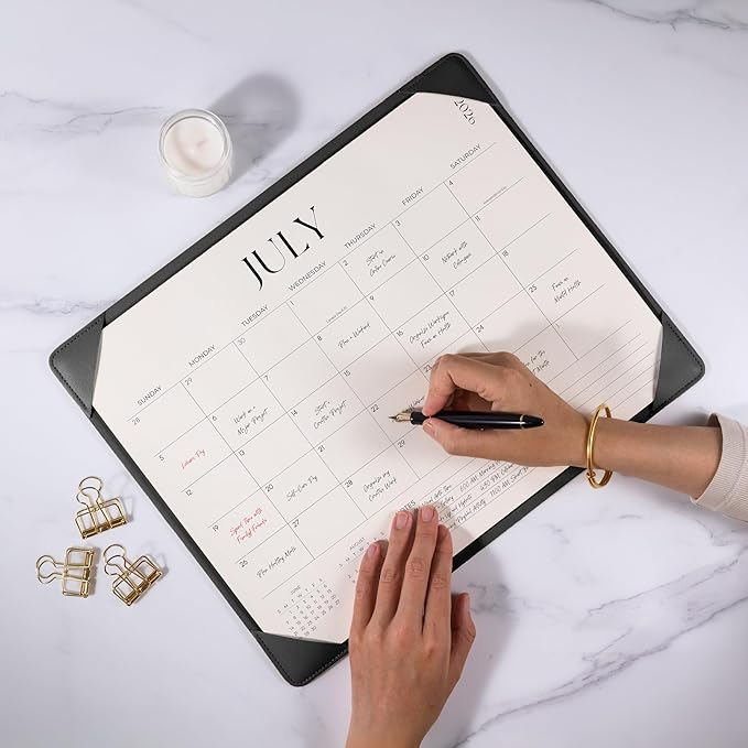 Simplified Desk Calendar 2026-2027 with Desktop Mat, Desk Pad Calendar from January 2026 to June 2027, 14 x 11 Inch, Desk Blotter Calendar for Home Office and School, Easy Planning, Black