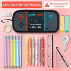 Easozoom Large Game Controller Pencil Case for Teen Boy Kid Capacity Pen Box Pouch Organizer Holder Bag with 3 Compartments & Zipper School College Office Supplies (1PCS Pencil Case) (Gray)