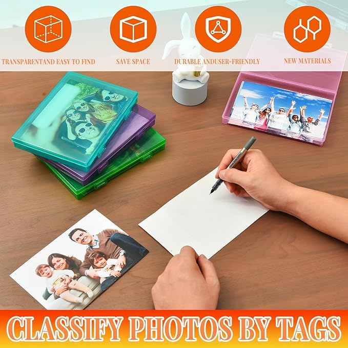 Photo Storage Box 5 x 7 Inches, 18 Inner Photo Cases with Dividers, Colorful Acid-Free Photo Storage Containers with Handle, Photo Organizer Craft Keeper for Stickers, Craft, Stamp