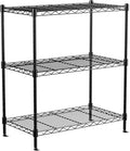 VANZBON 3-Tier Wire Shelf Rack,24" Dx14 Wx 30" H,Wire Metal Shelving with Lockable Wheels,Height Adjustable Storage Standing Shelves for Kitchen,Living Room,Laundry,Office,Pantry,Studio,Black