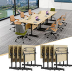 Conference Table,55.1''Folding Conference Room Table for 4-12 People,Mobile Flip Top MeetingTraining Table with Different Coulor and Styles for Offices, Classrooms,Meeting Room (8, 61''G)