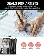 Nicpro 0.5 mm & 0.7 mm Mechanical Pencil Set with Case, MP2000 Metal Artist Mechanical Pencil With 6 Tube HB 2B Lead Refills, Eraser, Weatherproof Barrel for Outdoor Writing Drafting Sketching