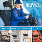 QUTOOL Lumbar Roll, Lumbar Support Pillow for Office Chair with Non-Slip Wider Strap, Back Pain Relief & Posture Improvement, Washable Cover, Office Desk & Car Accessories, Black, Firm