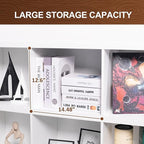 VAKATRELL 8 Cube Storage Organizer Bookshelf, Industrial Horizontal Bookcase, Accent Cubby Shelf, Media Console Table for Living Room, Home Office, 13.6" D x 63" W x 30.9" H, White