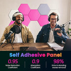 Acoustic Panels 12 Pack Soundproof Wall Panels, 14" X 12" X 0.4" Sound Proof Panles, High-Density Wall Decoration Sound Absorbing Panel, Hexagon Wall Panel for Home Office with Self-Adhesive (Pink)