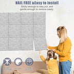 Large Cork Board Alternative 36" X 24" Bulletin Board - 6 Pack Removable Felt Wall Tiles with 15 pushpins, Large Cork Boards for Walls Cork Board for Office Pin Board Tack Board - Silver Gray