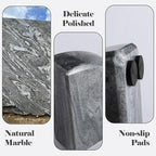 Karibiber Marble Bookend for Shelves, Non-Skid Bookends for Heavy Books, Heavy Duty Book Stopper for CDs, Luxury Book Shelf Holder, Quarter Circle Design Book Ends Decorative, Monte Grigio, Set of 2