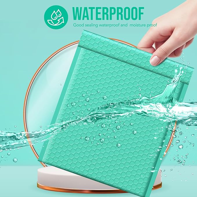 Fuxury Bubble Mailers 8.5x12 Inch Teal Padded Envelopes 40 Pack Large Bubble Envelopes Self Seal Usable Size 8.5x11" Thick Padded Mailer for Small Business Packaging, Mailing #2