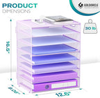 8 Tier Paper Letter Tray Organizer with Handles, Mesh Desk File Holder Storage Organization for Home School Classroom & Office (Purple)