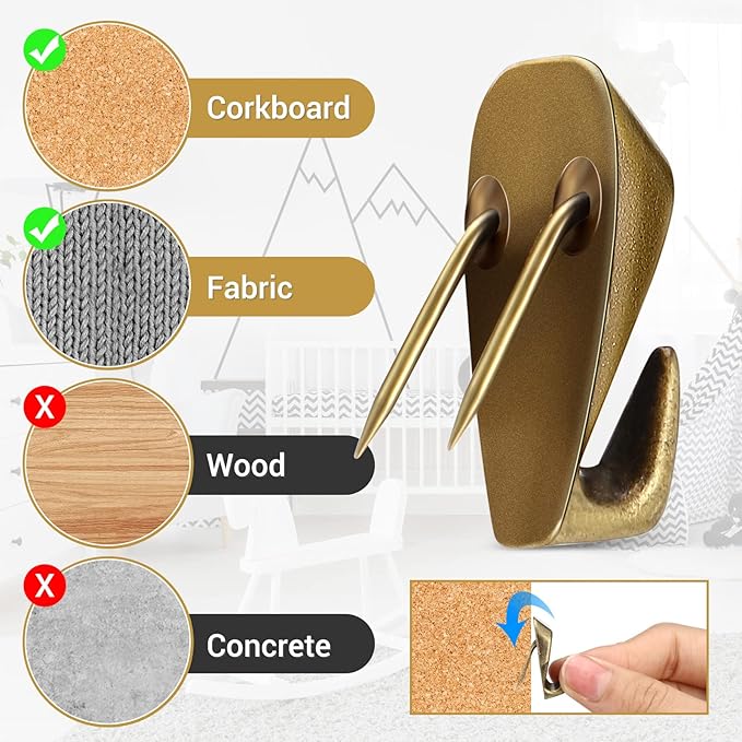 LEIFIDE Cubicle Hooks Fabric Panel Wall Hooks Cubicle Clips Picture Hangers for 40 Lbs Office Home Kitchen Room Board Hanging Supplies(Bronze,10 Pieces)